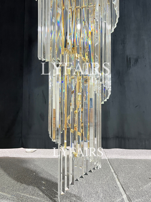 Lampadario di cristallo a spirale della scala del foyer a più livelli Hall dell'hotel/apparecchio di illuminazione a sospensione a soffitto alto ingresso