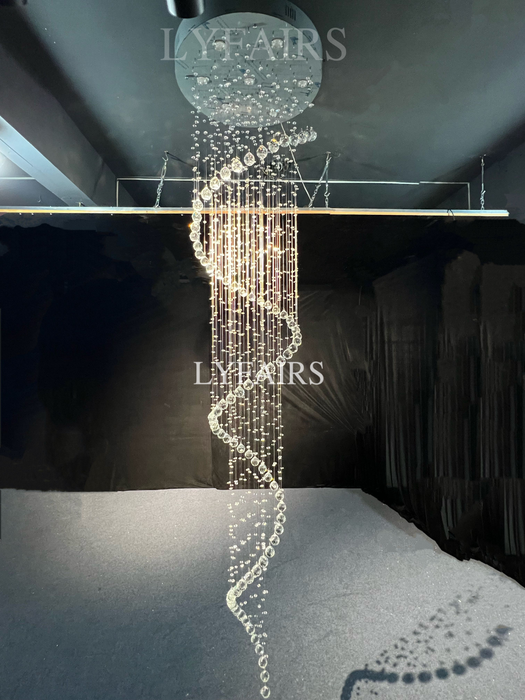 Extra Large Modern Spiral Raindrop Crystal Chandelier For Entryway
