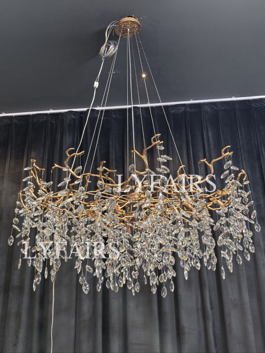 French Style Branch Crystal Leaves Chandelier
