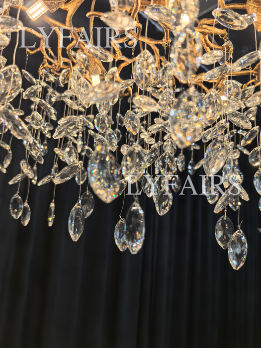 French Style Branch Crystal Leaves Chandelier