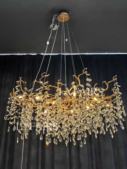 French Style Branch Crystal Leaves Chandelier