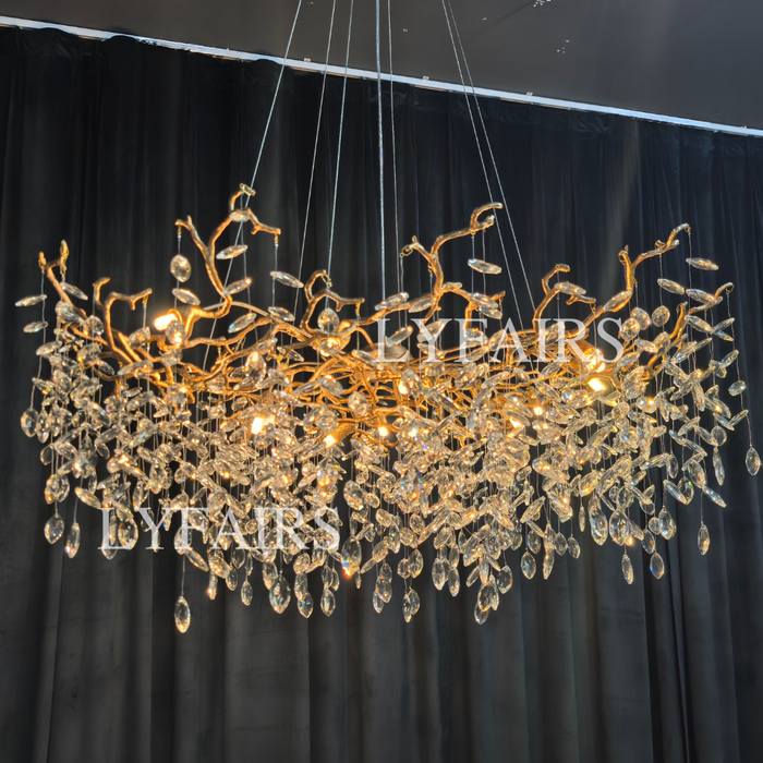 French Style Branch Crystal Leaves Chandelier
