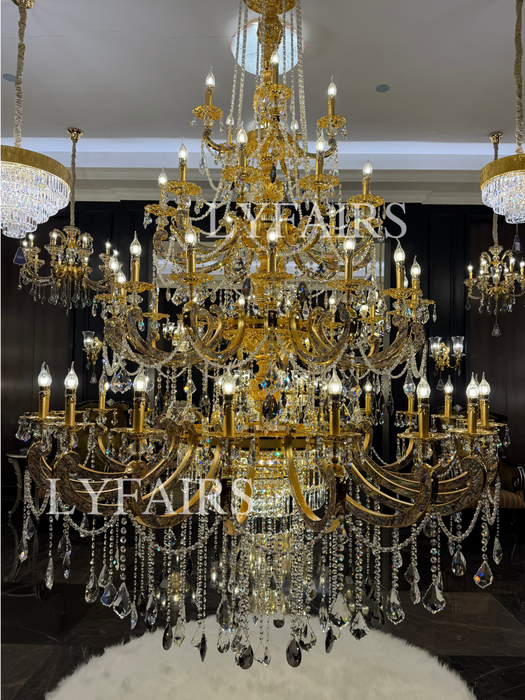 Imperial Versailles Multi-Tier Crystal Chandelier with Natural Abalone Shell