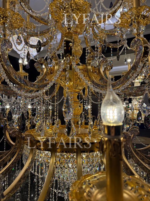 Imperial Versailles Multi-Tier Crystal Chandelier with Natural Abalone Shell