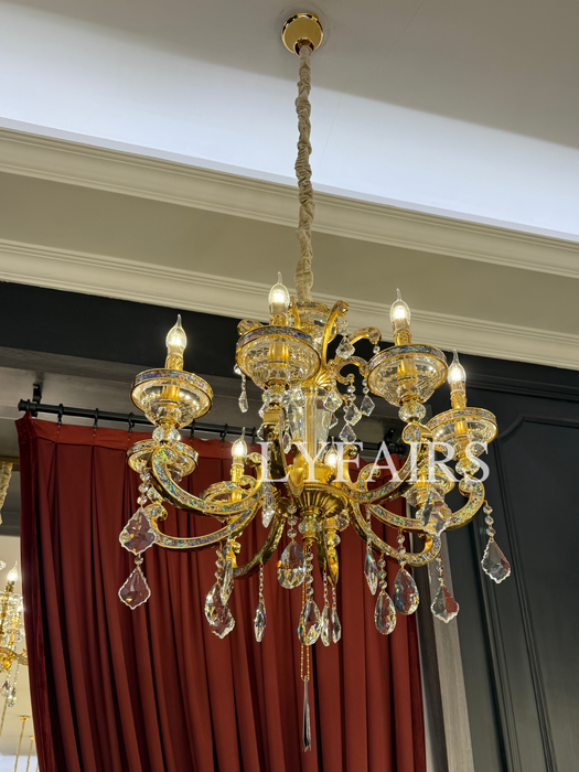 Imperial Versailles Multi-Tier Crystal Chandelier with Natural Abalone Shell