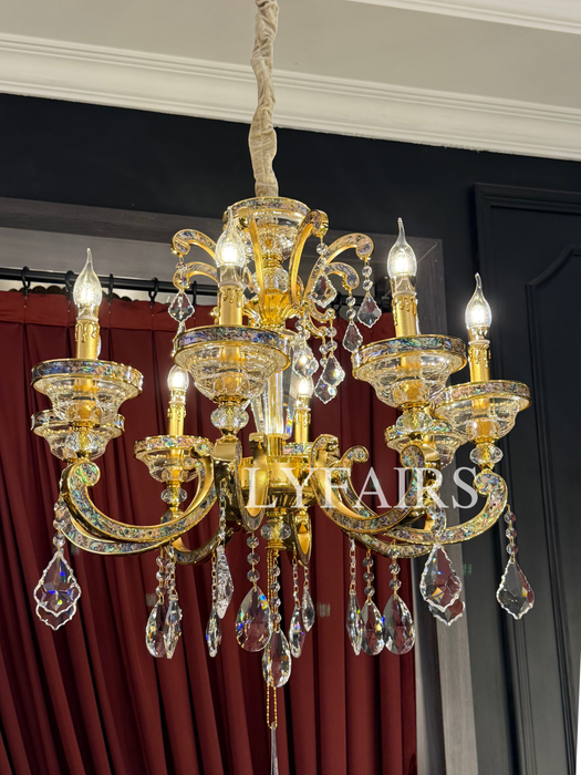 Imperial Versailles Multi-Tier Crystal Chandelier with Natural Abalone Shell