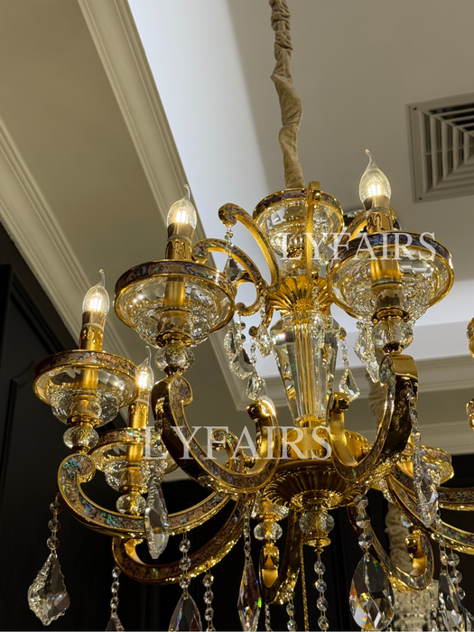 Imperial Versailles Multi-Tier Crystal Chandelier with Natural Abalone Shell