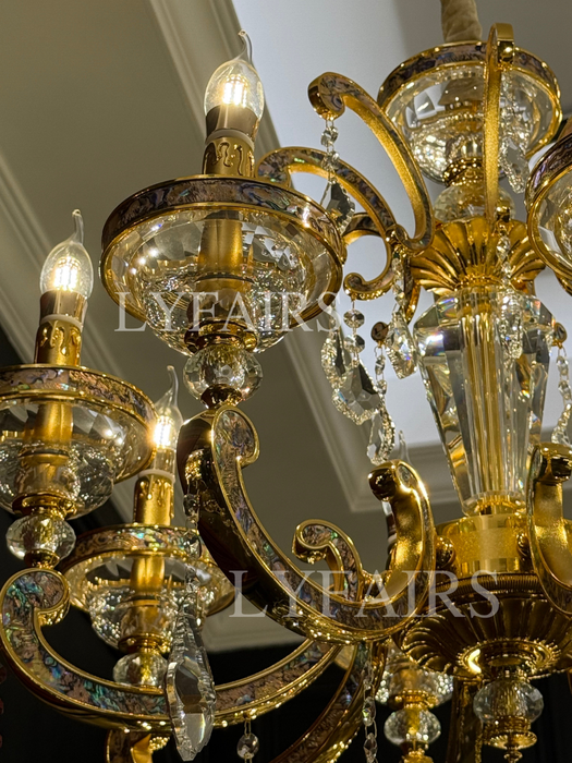 Imperial Versailles Multi-Tier Crystal Chandelier with Natural Abalone Shell