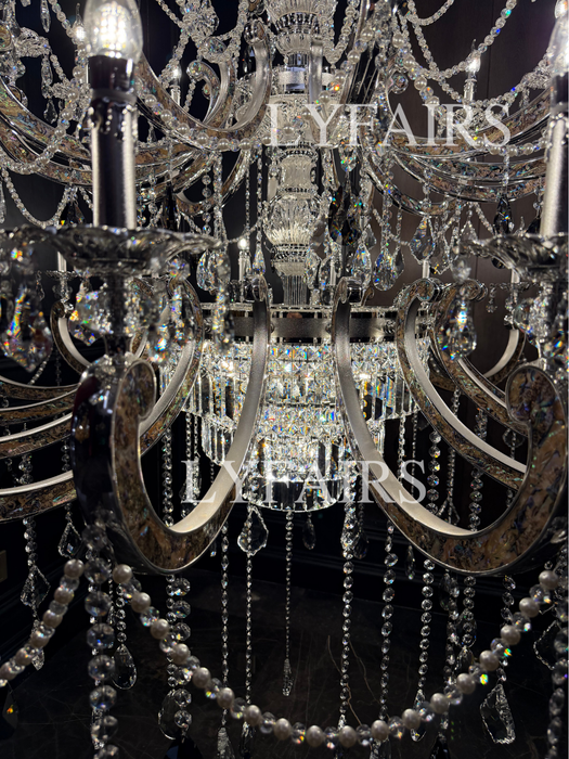 Imperial Versailles Multi-Tier Crystal Chandelier with Natural Abalone Shell