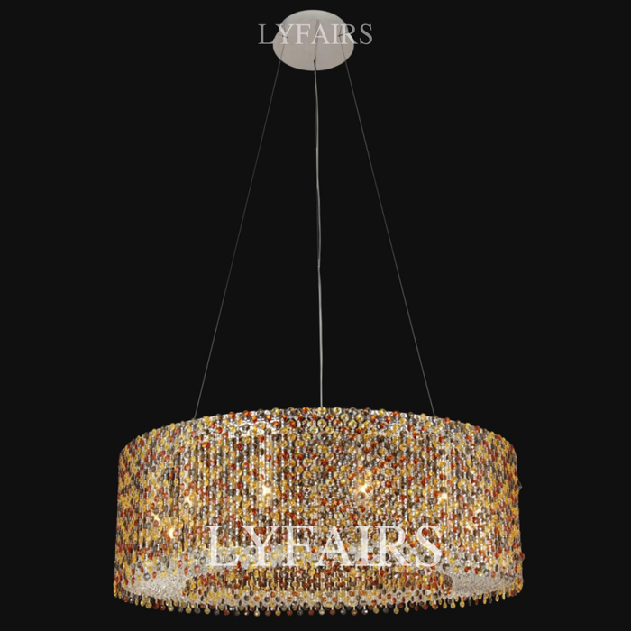 Italian Modern Light Luxury Round Crystal Chandelier Decorative Light Fixture for Living Room/Dining Room