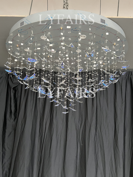 Light Luxury Art Design Round Flush Mount Butterfly Chandelier