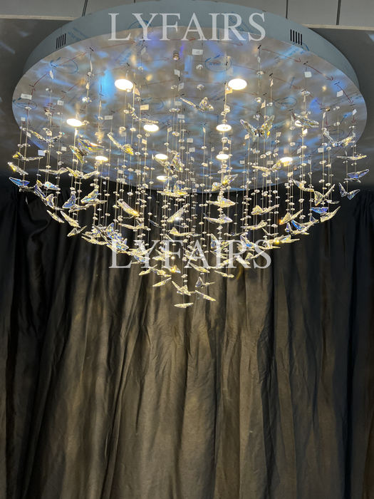 Light Luxury Art Design Round Flush Mount Butterfly Chandelier