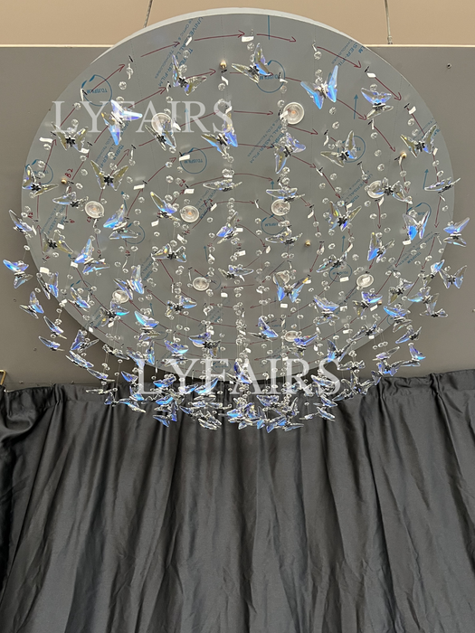 Light Luxury Art Design Round Flush Mount Butterfly Chandelier