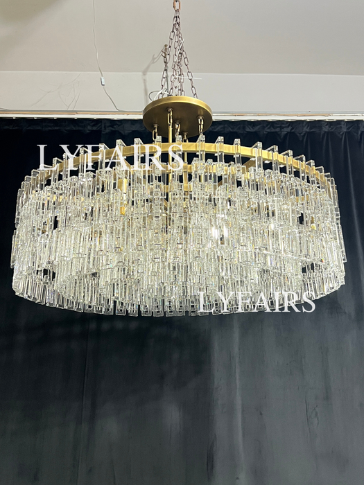 Luxury Multi-Tier Rectangular Crystal Ring Chandelier