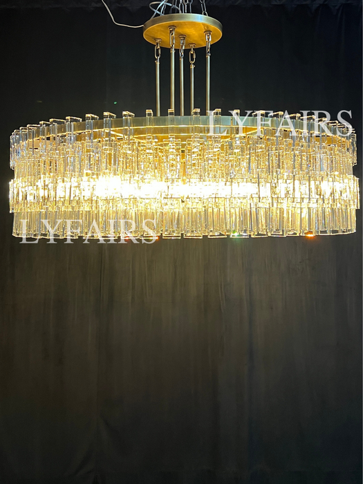 Luxury Multi-Tier Rectangular Crystal Ring Chandelier