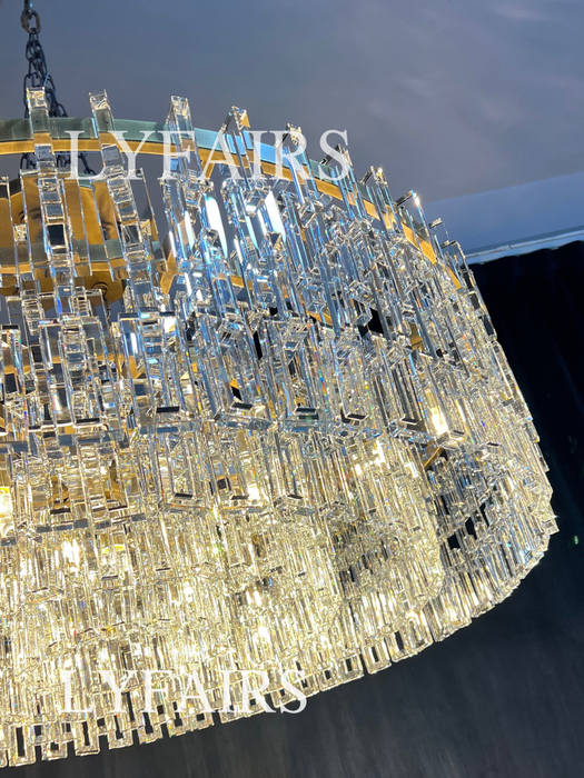 Luxury Multi-Tier Rectangular Crystal Ring Chandelier