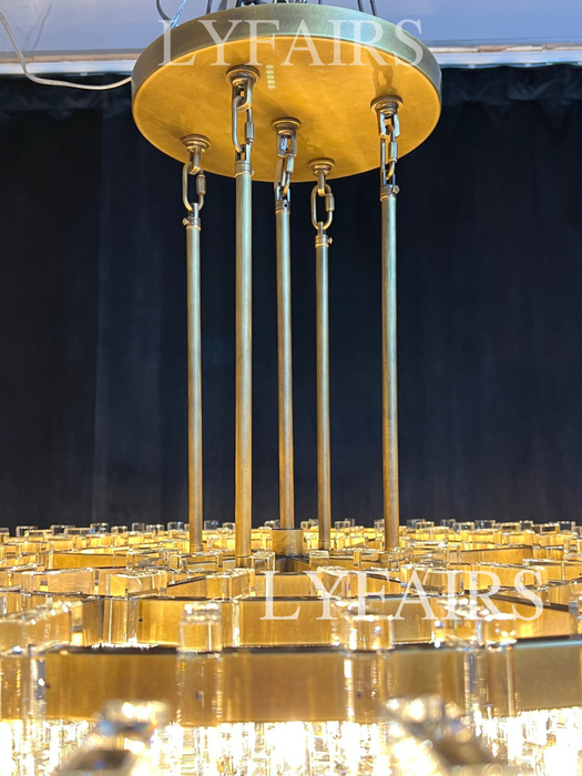 Luxury Multi-Tier Rectangular Crystal Ring Chandelier