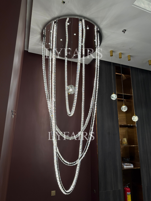 Luxury U-shaped Crystal Chandelier for High Ceilings