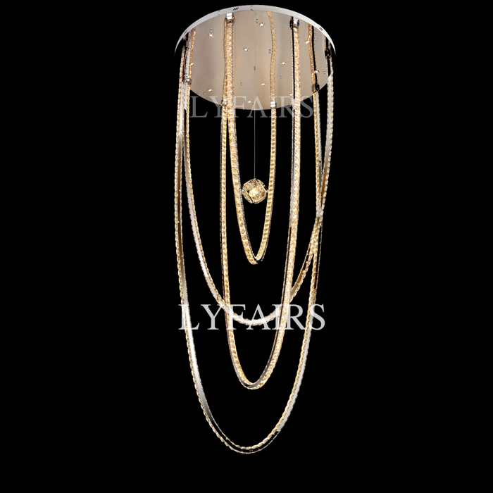 Luxury U-shaped Crystal Chandelier for High Ceilings