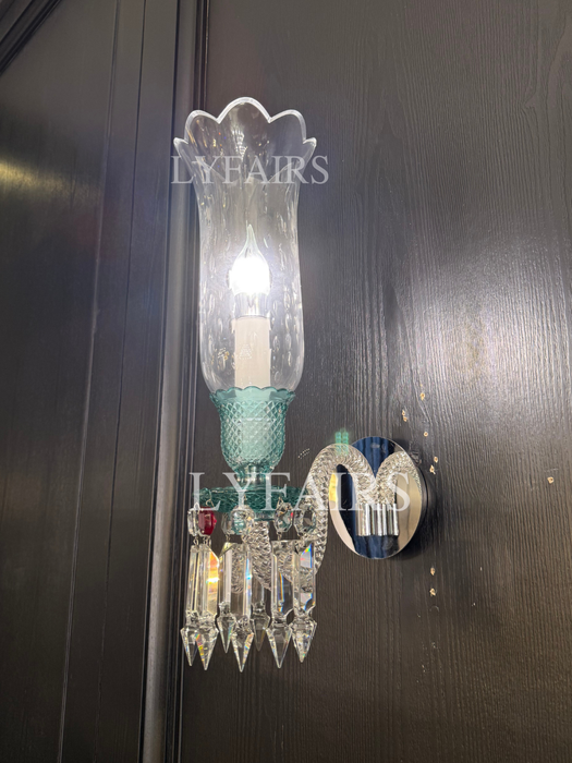 Luxury 1-Light Tiffany Green Crystal Wall Lamp