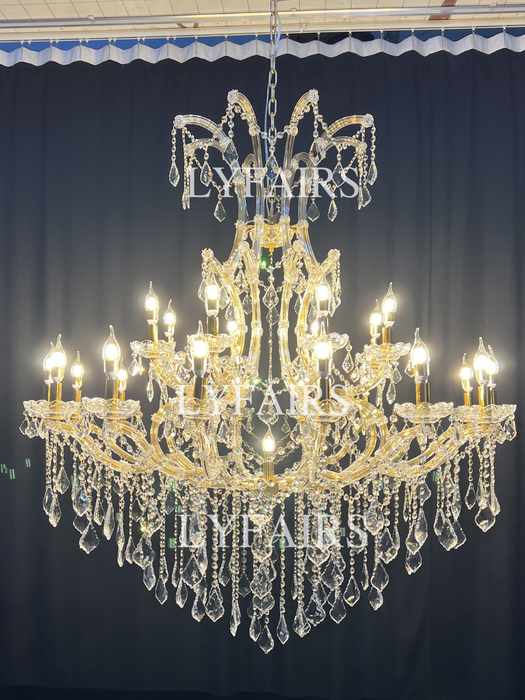 Luxury 25-Light Candle Crystal Chandelier in Gold/Chrome Finish