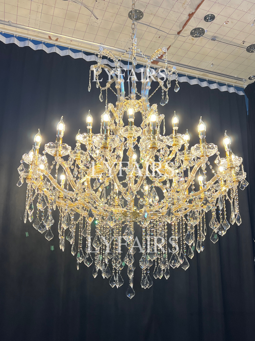Luxury 25-Light Candle Crystal Chandelier in Gold/Chrome Finish