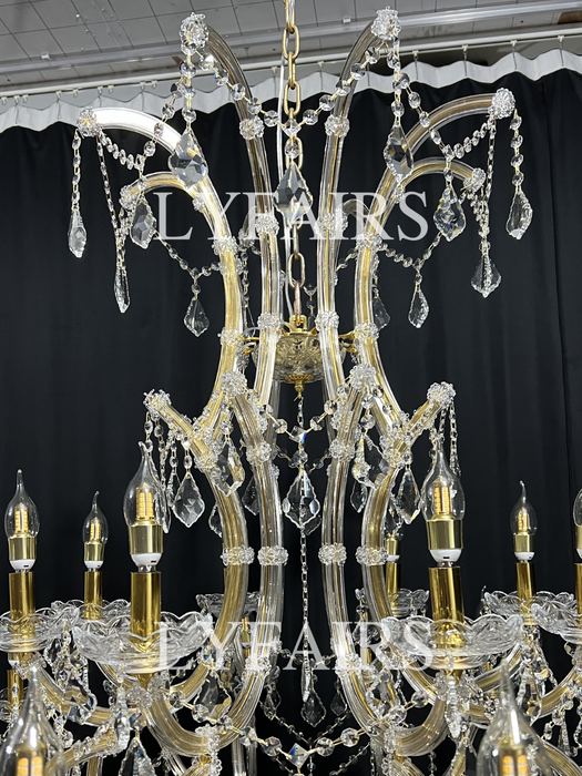 Luxury 25-Light Candle Crystal Chandelier in Gold/Chrome Finish