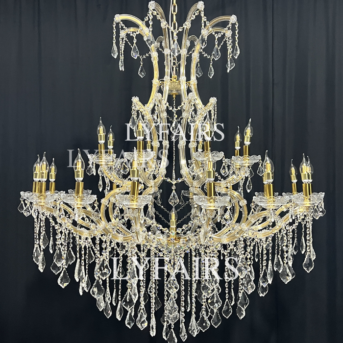 Luxury 25-Light Candle Crystal Chandelier in Gold/Chrome Finish