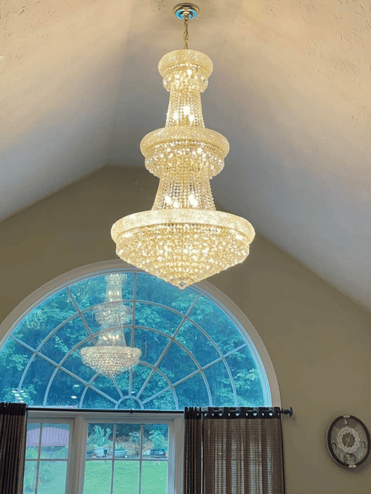 Luxury 3 Layers Funnel Crystal Chandelier for High Ceilings