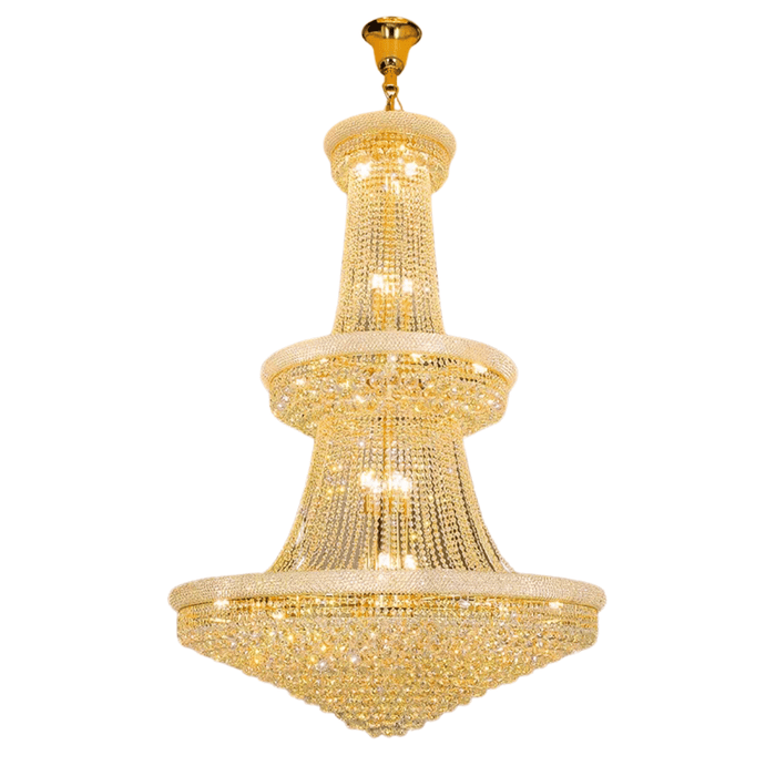 Luxury 3 Layers Funnel Crystal Chandelier for High Ceilings