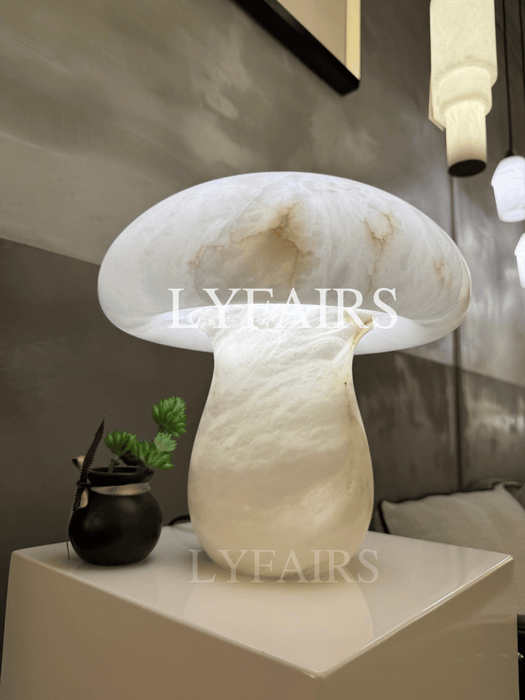 Minimalist Alabaster Mushroom Accent Table Lamp