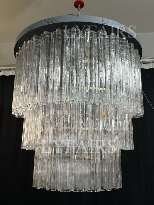 Modern 3-Tier Floral Glass Tubes Chandelier