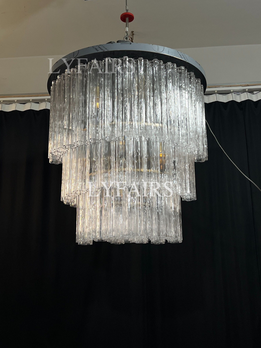 Modern 3-Tier Floral Glass Tubes Chandelier