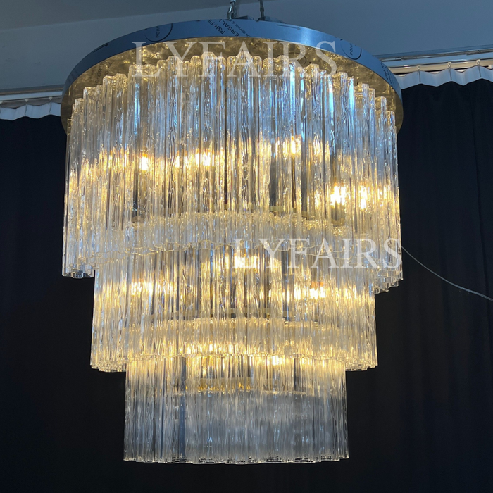 Modern 3-Tier Floral Glass Tubes Chandelier