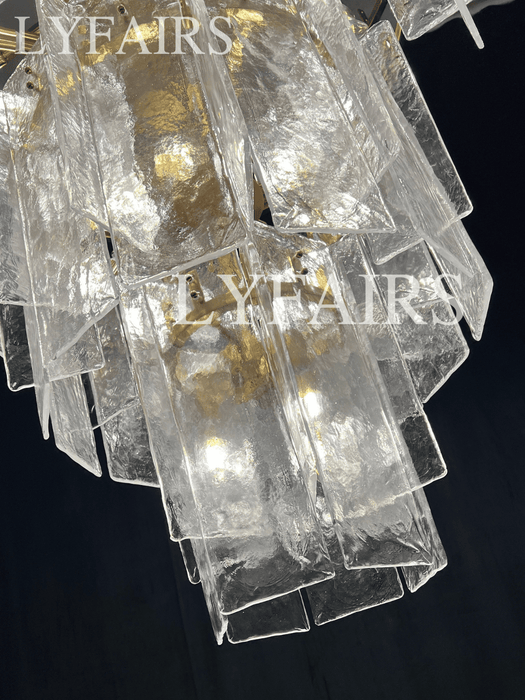 Modern 4-Tier Clear/Smoky Gray Glass Chandelier