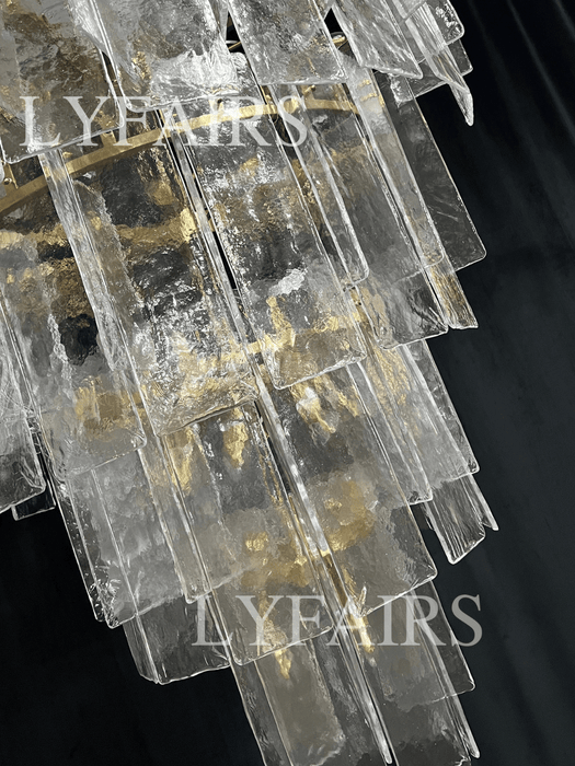 Modern 4-Tier Clear/Smoky Gray Glass Chandelier