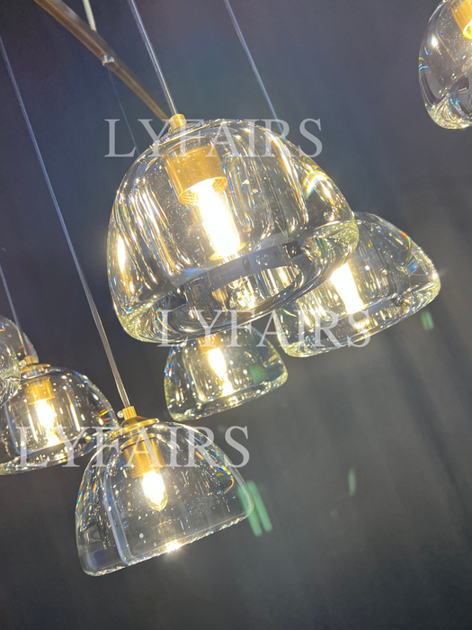 Modern Arched Multi-Light Glass Chandelier