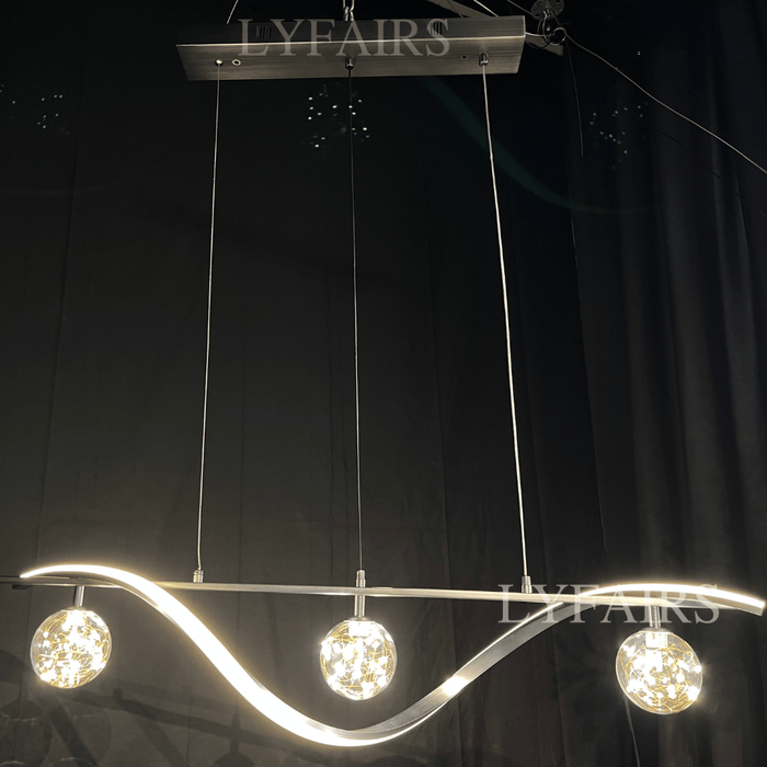 Modern Concise Style Glass Ball Starlight Chandelier in Brushed Nickel Finish