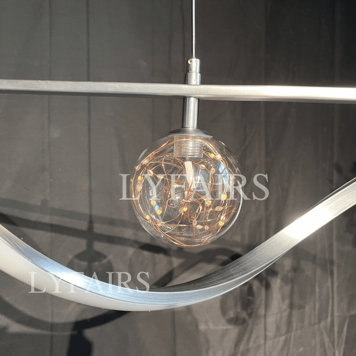 Modern Concise Style Glass Ball Starlight Chandelier in Brushed Nickel Finish