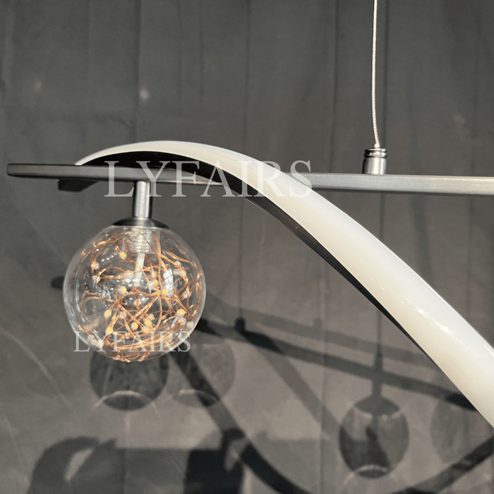 Modern Concise Style Glass Ball Starlight Chandelier in Brushed Nickel Finish