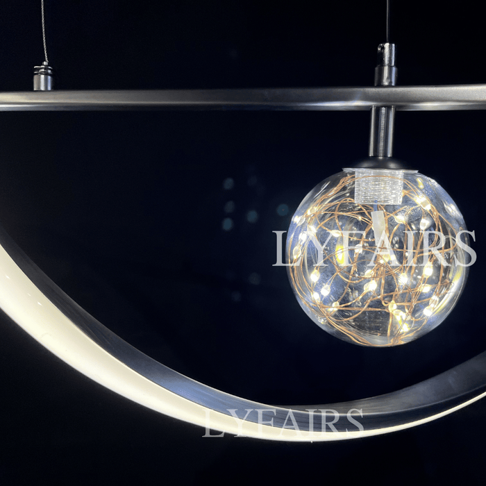 Modern Concise Style Glass Ball Starlight Chandelier in Brushed Nickel Finish