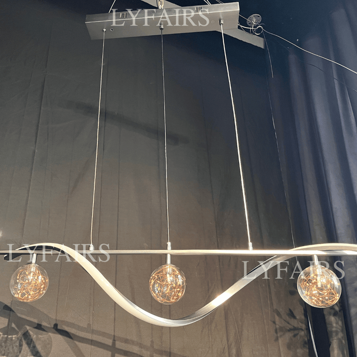 Modern Concise Style Glass Ball Starlight Chandelier in Brushed Nickel Finish