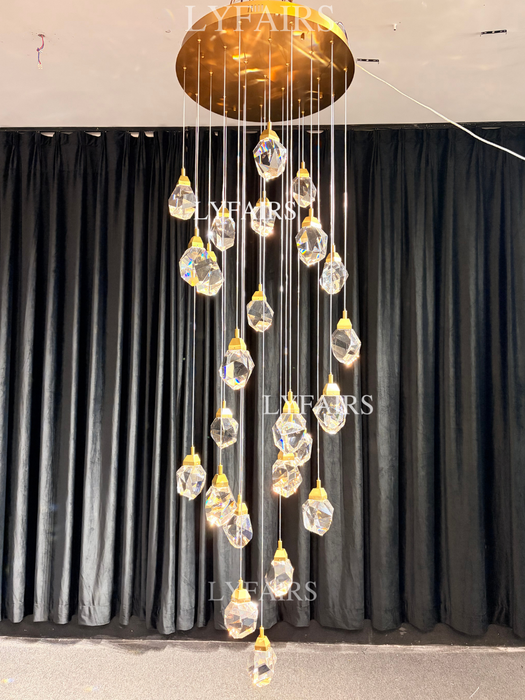 Modern Creative Crystal Prisms Stone Chandelier for Staircase/Foyer/Loft