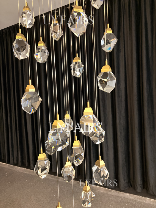 Modern Creative Crystal Prisms Stone Chandelier for Staircase/Foyer/Loft