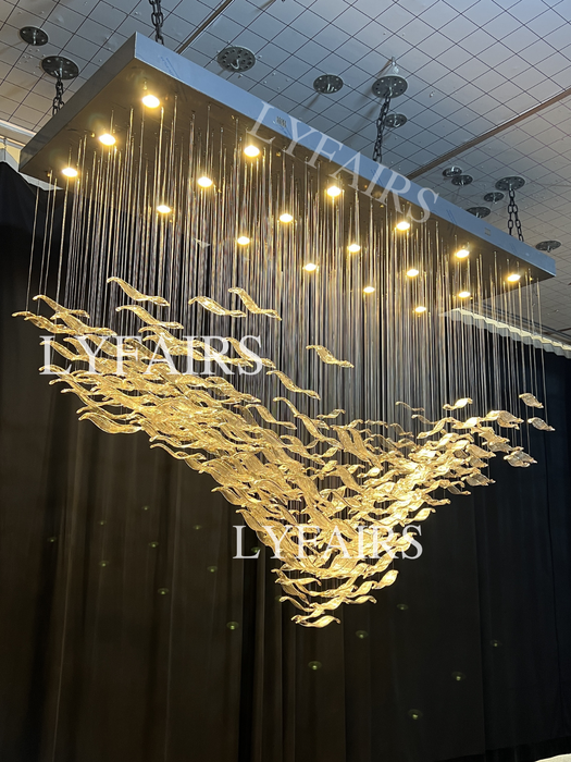 Modern Creative Luxury Seagull Shape Floating Leaves Chandelier for Kitchen Island/Dining Room