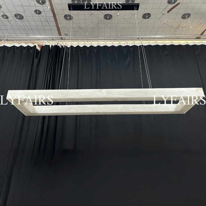 Modern Rectangular Alabaster Chandelier for Dining Room