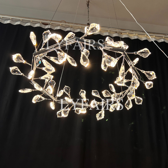 Modern 1/2-Ring Wreath Crystal Chandelier for Low-ceiling