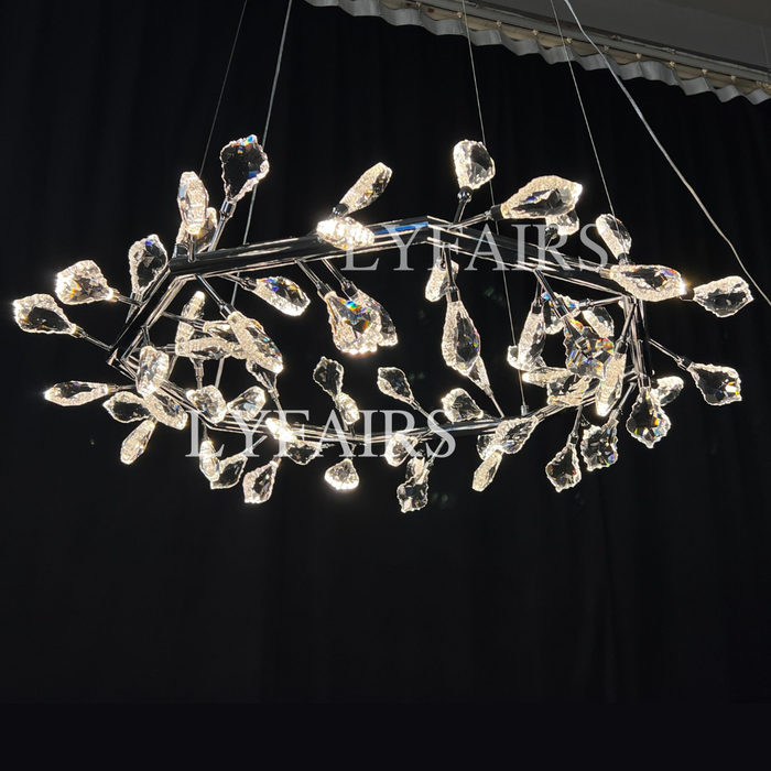 Modern 1/2-Ring Wreath Crystal Chandelier for Low-ceiling