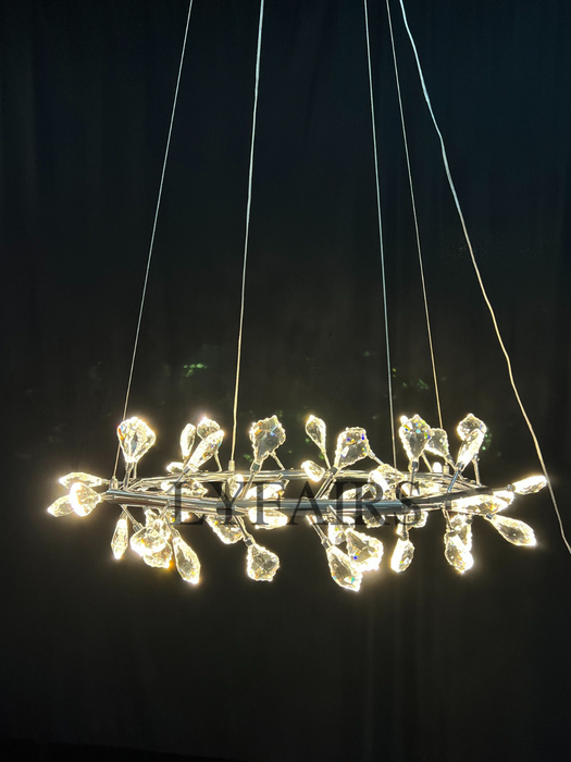 Modern 1/2-Ring Wreath Crystal Chandelier for Low-ceiling