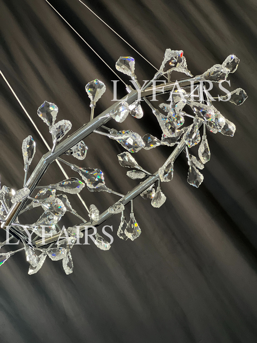 Modern 1/2-Ring Wreath Crystal Chandelier for Low-ceiling